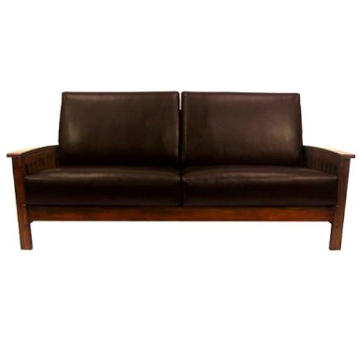 Leather Mission Oak Morris Sofa